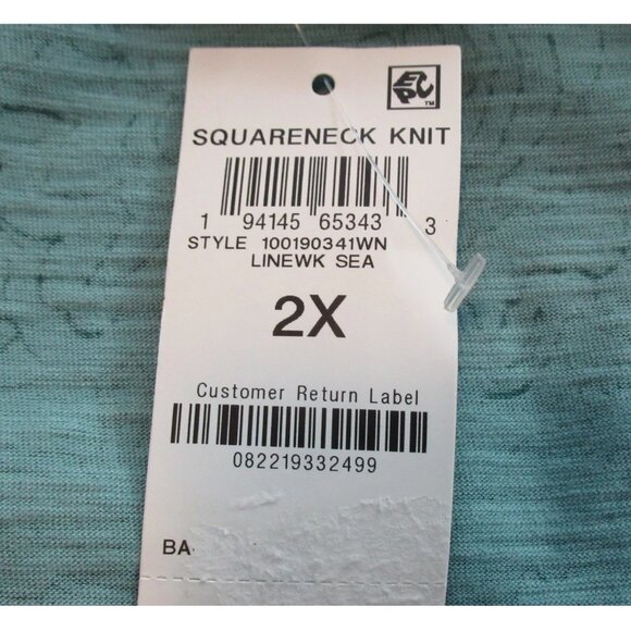 Style & Co Women's Plus Size Cotton Blend Square-Neck Top, Teal Floral, 2X - Picture 4 of 6